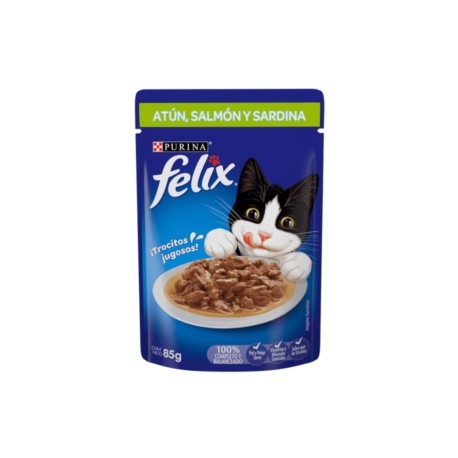 – Felix gato adulto atún, salmón y sardina sobre (85 g)