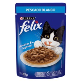 Felix gato adulto pescado blanco sobre 85g