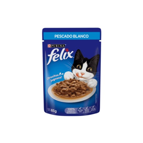 Felix gato adulto pescado blanco sobre 85g