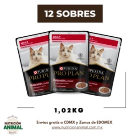Combo 12 sobres Pro Plan para gato adulto salmón 1.02Kg