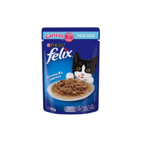 Felix gatitos sobre Pescado y Salsa 85g