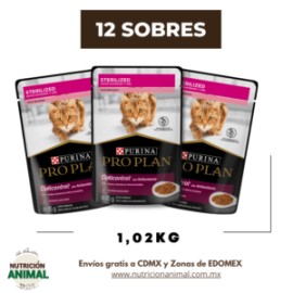 Combo 12 sobres Pro Plan gato adulto esterilizado pavo 1.02kg