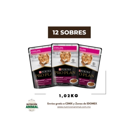 Combo 12 sobres Pro Plan gato adulto esterilizado pavo 1.02kg