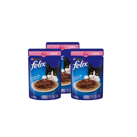 Combo 12 sobres Felix gatito carne y salsa