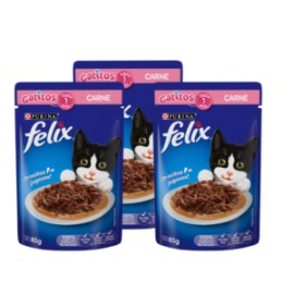 Combo 12 sobres Felix gatito carne y salsa