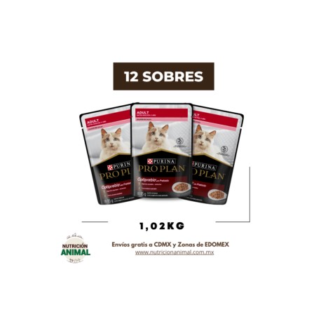 Combo 12 sobres Pro Plan para gato adulto salmón 1.02Kg